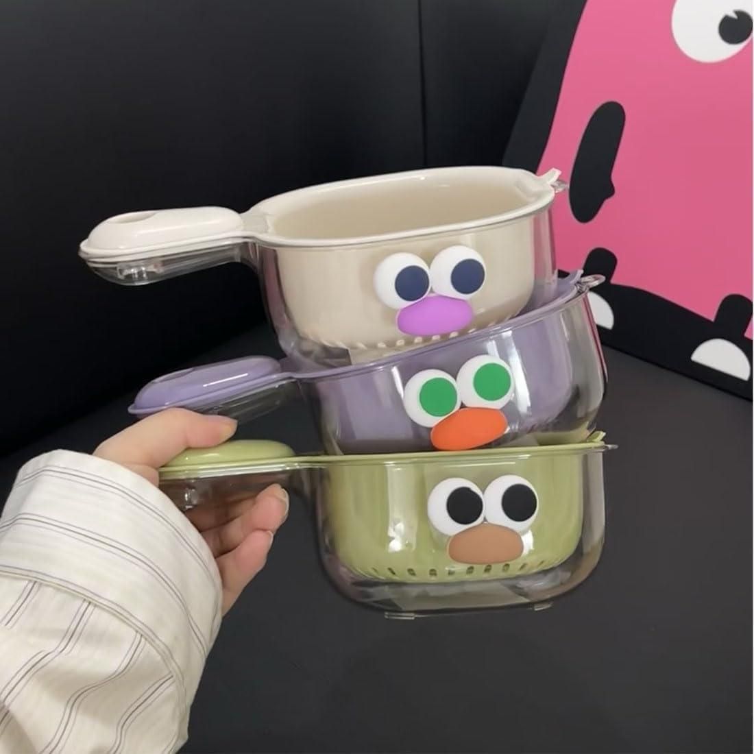 Strainer Dual-Layer Veggie & Fruit Draining Basket with Handle